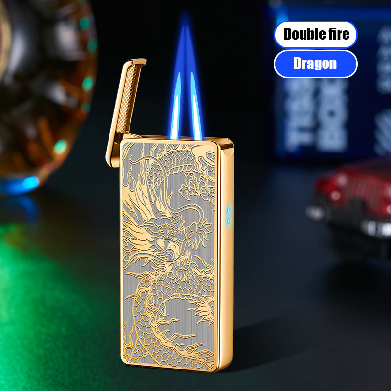 Intelligent Voice-activated Windproof Flame Lighter Airflow Gravity Sensing Knock Ignition Visual Gas Window Men Gadget
