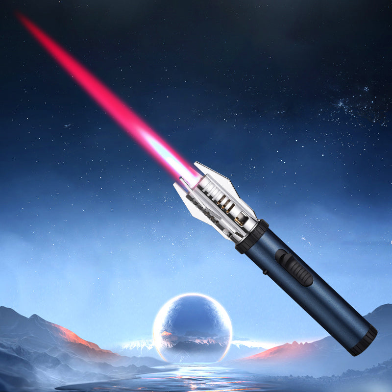 Creative Shape Red Flame Gun Torch Lighter Metal Body 360° Inverted Use One key to lock the fire Camping Tools