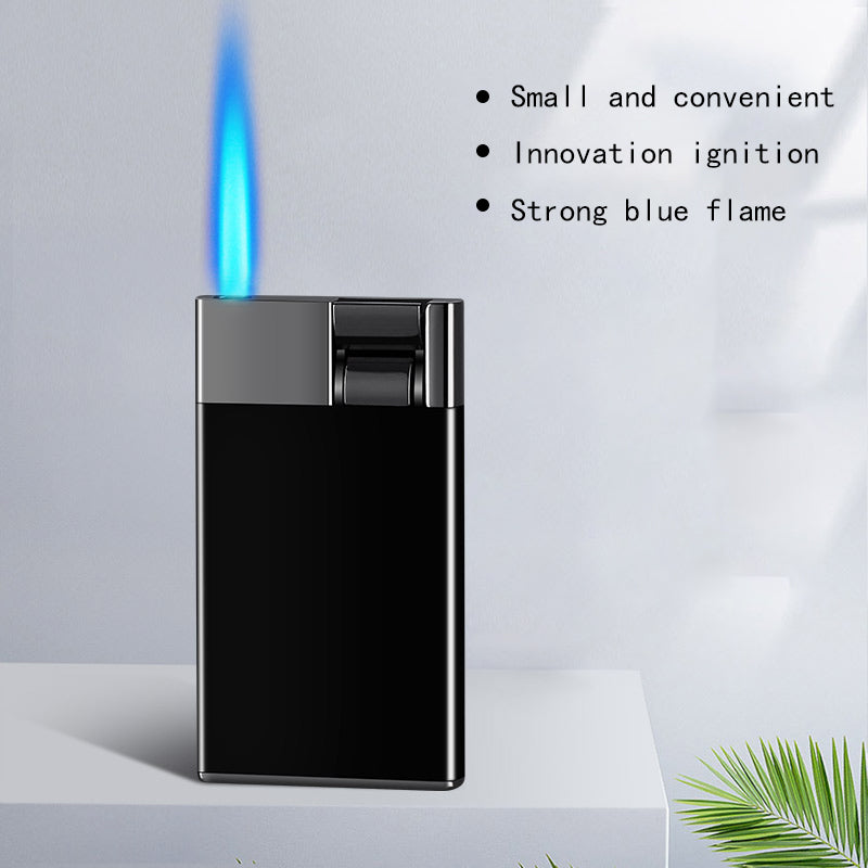 Thin Type Cool Ignition Card Shape Blue Flame Inflation Adjustable Windproof Torch Unique Luxury Cigar Metal Lighter