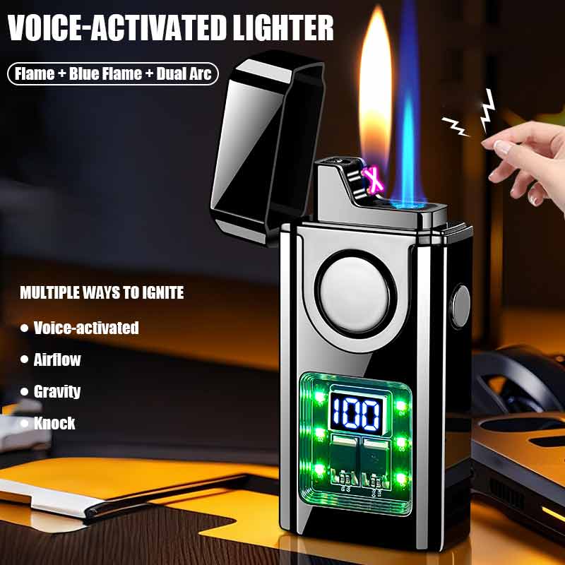 Voice-activated Gas-electricity Lighters Three Types Flame Electricity /Ignition Count Display Variety Of Ignition Methods