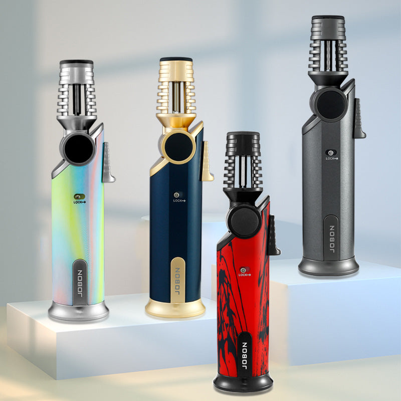 JOBON Strong Blue Flame Lighter 360° Inverted Ignition Rotatable Nozzle Safety Lock Design Inflatable Lighters