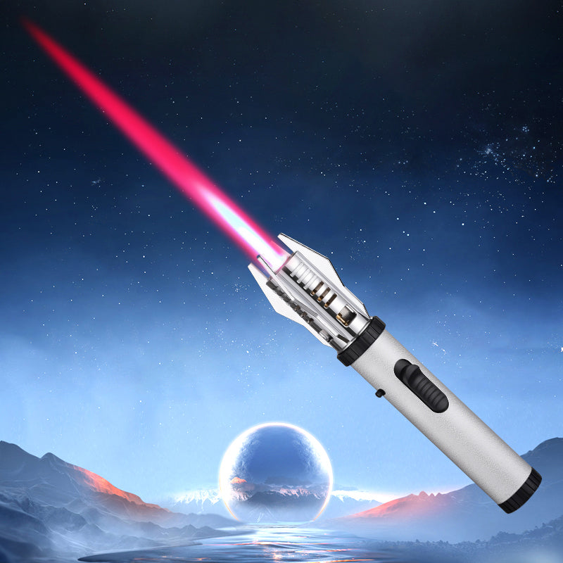 Creative Shape Red Flame Gun Torch Lighter Metal Body 360° Inverted Use One key to lock the fire Camping Tools