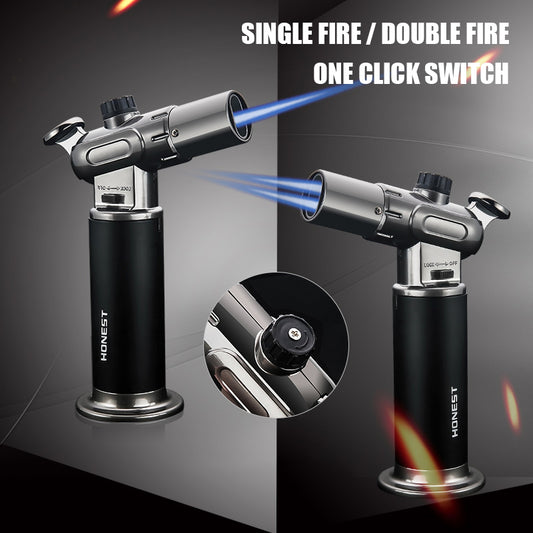 HONEST 1300℃ Gun Single Double Fire Switchable Fixed Lock Adjustable Flame Size Lighter Gadget