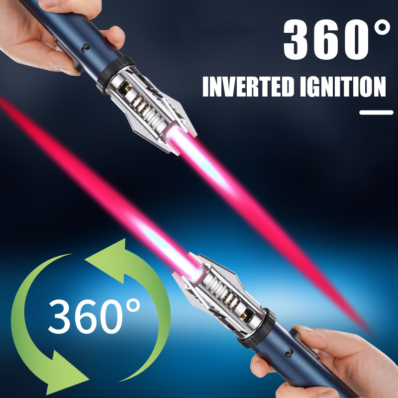 Creative Shape Red Flame Gun Torch Lighter Metal Body 360° Inverted Use One key to lock the fire Camping Tools