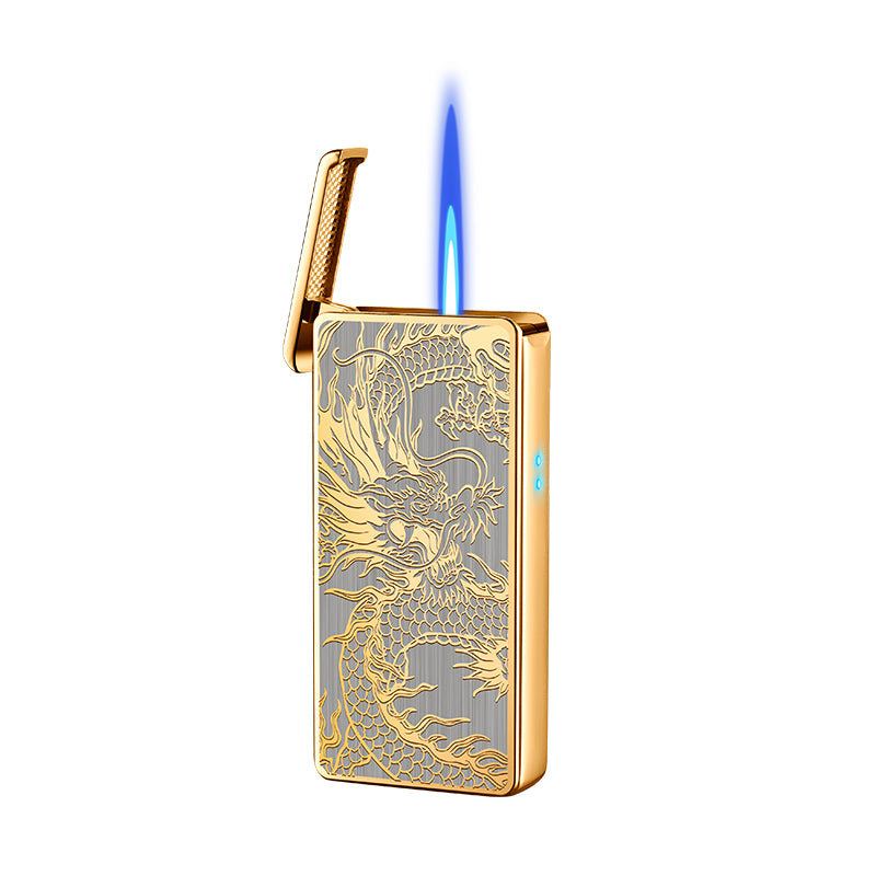 Intelligent Voice-activated Windproof Flame Lighter Airflow Gravity Sensing Knock Ignition Visual Gas Window Men Gadget