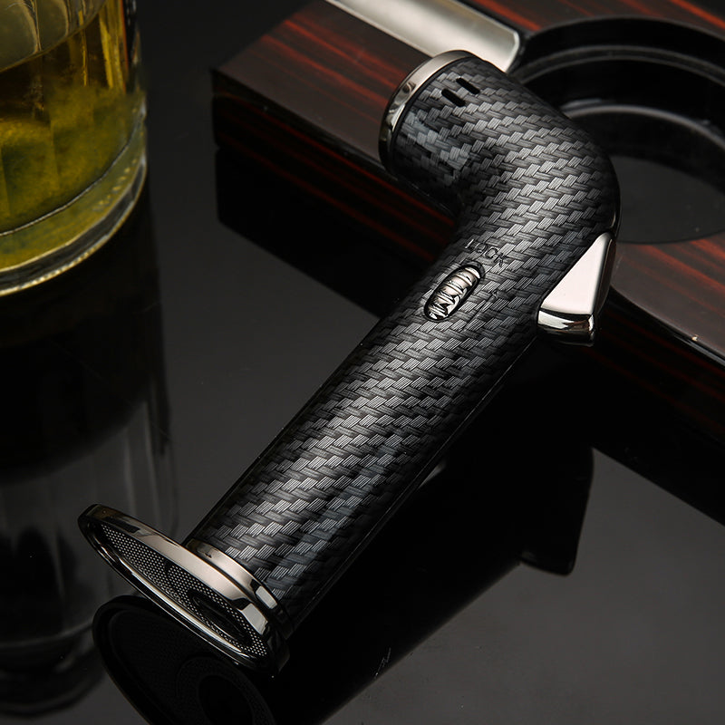 HONEST Four Blue Flame Lighter Creative Bend Tube Shape Safety Lock Design Visual Gas Window Multifunctional Ignition Tool