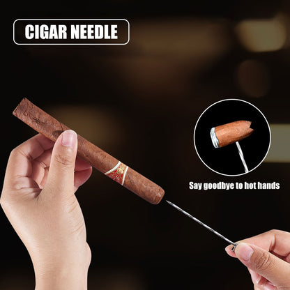 6-in-1 Multifunctional Cigar Lighter Strong Four Blue Flame Multiple Cigar Cutter Alloy Body