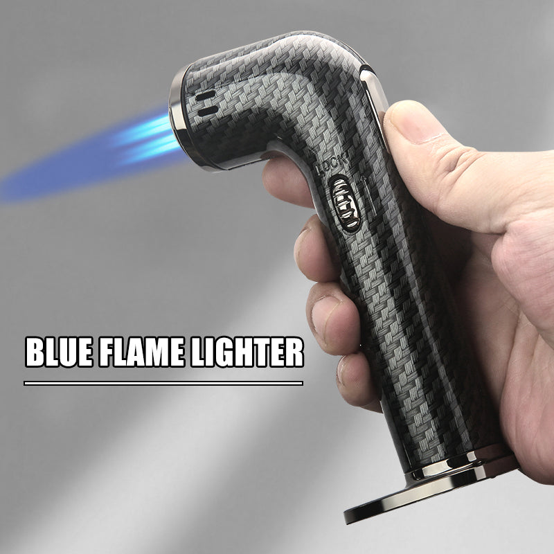 HONEST Four Blue Flame Lighter Creative Bend Tube Shape Safety Lock Design Visual Gas Window Multifunctional Ignition Tool