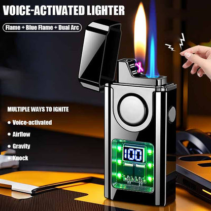 Voice-activated Gas-electricity Lighters Three Types Flame  Electricity /Ignition Count Display Variety Of Ignition Methods