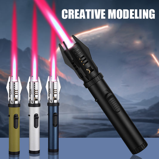 Creative Shape Red Flame Gun Torch Lighter Metal Body 360° Inverted  Use One key to lock the fire Camping Tools