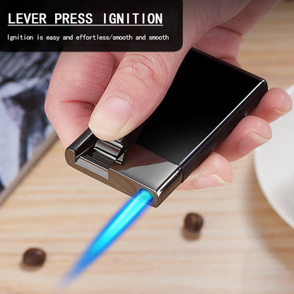 Thin Type Cool Ignition Card Shape Blue Flame Inflation Adjustable Windproof Torch Unique Luxury Cigar Metal Lighter