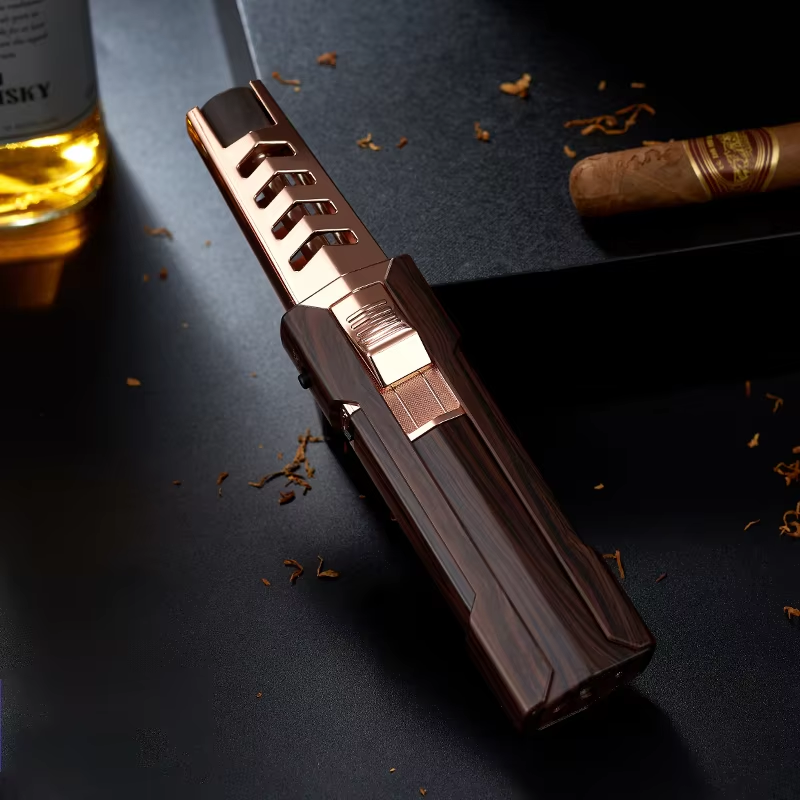 Torch Kitchen BBQ Metal Jet Flame Windproof Gas Butane Big Strong Lighter For Cigar Candle Camping Fireplace For Men Tools
