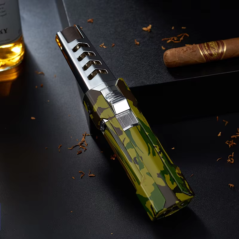 Torch Kitchen BBQ Metal Jet Flame Windproof Gas Butane Big Strong Lighter For Cigar Candle Camping Fireplace For Men Tools