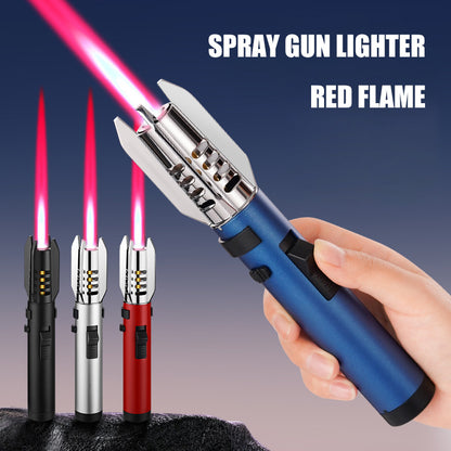 Strong Flame Torch Lighter Windproof Red Flame Adjustable Flame Size 360° Inverted Ignition Camping Kitchen Tools