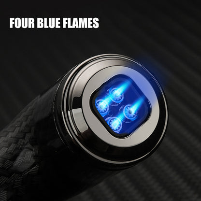 HONEST Four Blue Flame Lighter Creative Bend Tube Shape Safety Lock Design Visual Gas Window Multifunctional Ignition Tool