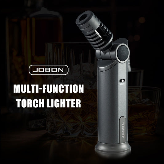JOBON Strong Blue Flame Lighter 360° Inverted Ignition Rotatable Nozzle Safety Lock Design Inflatable Lighters