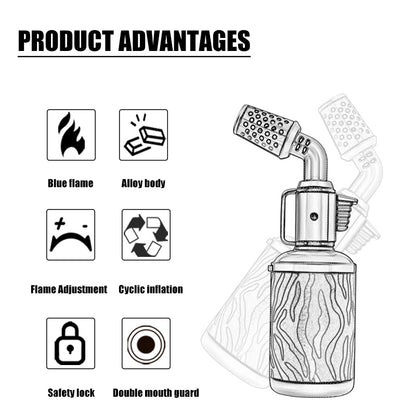 JOBON Cigar Blue Flame Lighter Locking Flame Rotor Design Creative Modelling UV Transfer Printing Pattern Craft Gifts