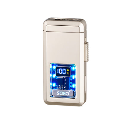 Triple Jet Flame Voice-activated Power Ignition Count Display Type-C Charging LED Cigar Torch Lighter