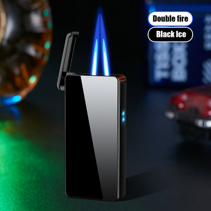 Intelligent Voice-activated Windproof  Flame Lighter Airflow Gravity Sensing Knock  Ignition Visual Gas Window Men Gadget