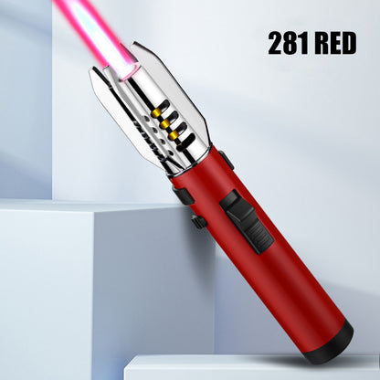 Strong Flame Torch Lighter Windproof Red Flame Adjustable Flame Size 360° Inverted Ignition Camping Kitchen Tools
