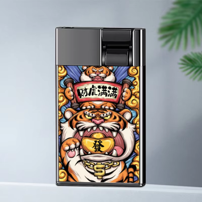 Thin Type Cool Ignition Card Shape Blue Flame Inflation Adjustable Windproof Torch Unique Luxury Cigar Metal Lighter