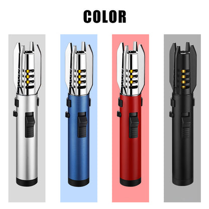 Strong Flame Torch Lighter Windproof Red Flame Adjustable Flame Size 360° Inverted Ignition Camping Kitchen Tools