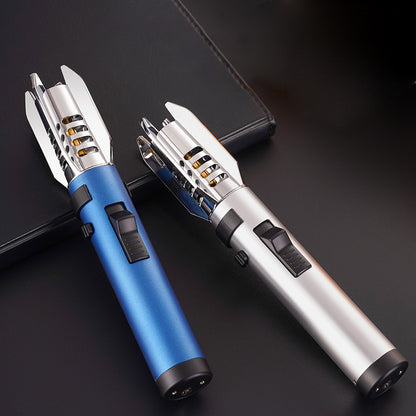 Strong Flame Torch Lighter Windproof Red Flame Adjustable Flame Size 360° Inverted Ignition Camping Kitchen Tools