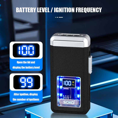 Triple Jet Flame Voice-activated Power Ignition Count Display Type-C Charging LED Cigar Torch Lighter