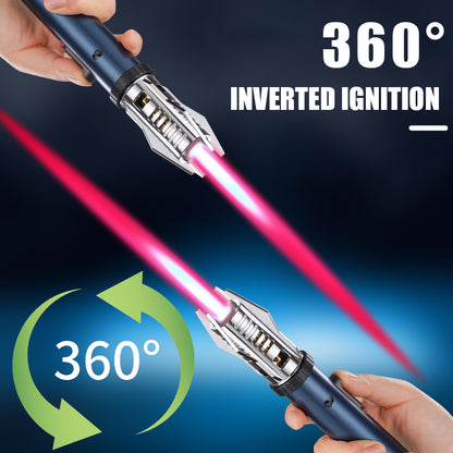 Creative Shape Red Flame Gun Torch Lighter Metal Body 360° Inverted  Use One key to lock the fire Camping Tools