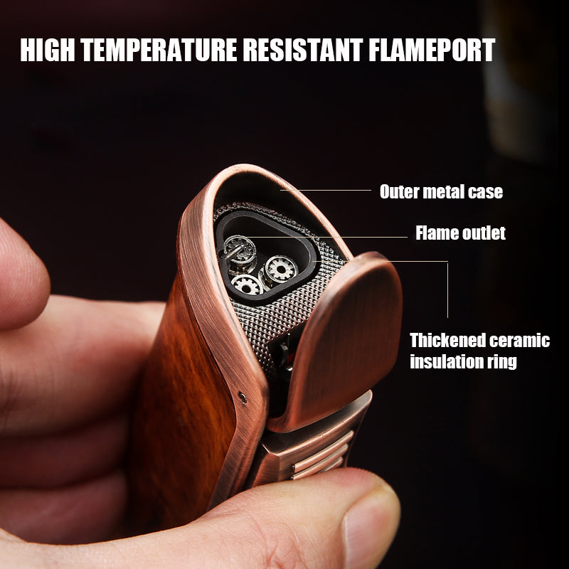 Honest Three Blue Flame Cigar Inflatable Lighter Cigar Cutter Design Pull Down Ignition Adjustable Flame Size Ignition Tool