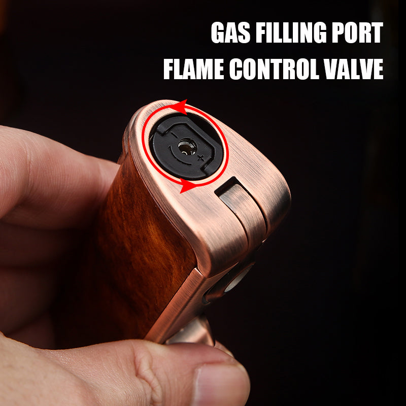 Honest Three Blue Flame Cigar Inflatable Lighter Cigar Cutter Design Pull Down Ignition Adjustable Flame Size Ignition Tool