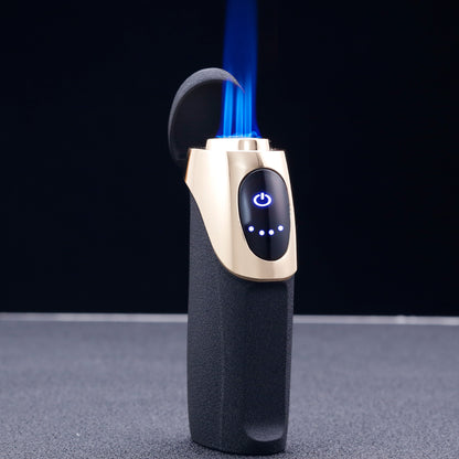 JOBON New Blue Flame Three Lighter Windproof Touch Sensor Ignition LED Power Display Gas Lighter