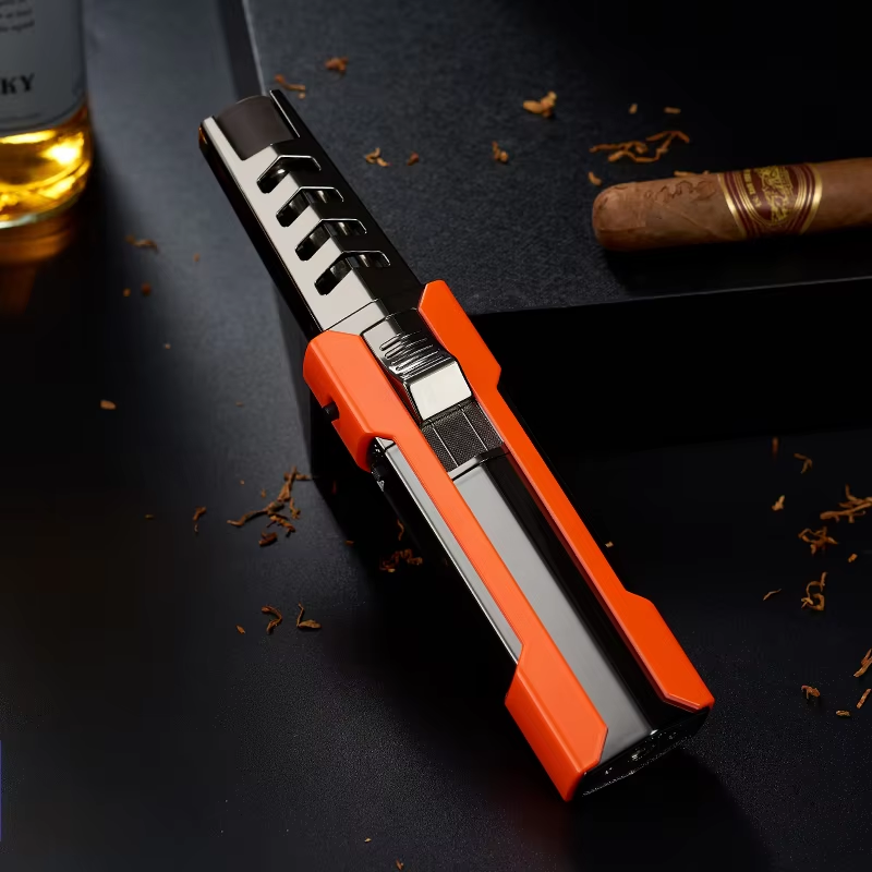 Torch Kitchen BBQ Metal Jet Flame Windproof Gas Butane Big Strong Lighter For Cigar Candle Camping Fireplace For Men Tools