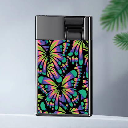 Thin Type Cool Ignition Card Shape Blue Flame Inflation Adjustable Windproof Torch Unique Luxury Cigar Metal Lighter