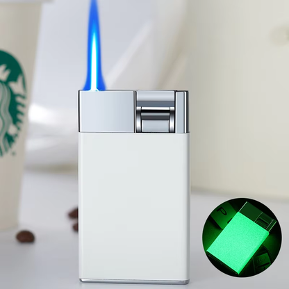 Thin Type Cool Ignition Card Shape Blue Flame Inflation Adjustable Windproof Torch Unique Luxury Cigar Metal Lighter