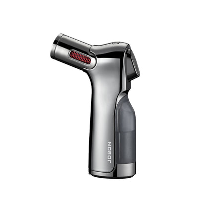 JOBON Four Flame Cigar Lighter Bottom Cigar Rigger Design Security Latch Transparent Gas Window Strong Windproof Flame