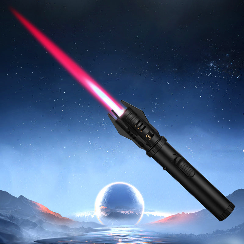 Creative Shape Red Flame Gun Torch Lighter Metal Body 360° Inverted  Use One key to lock the fire Camping Tools
