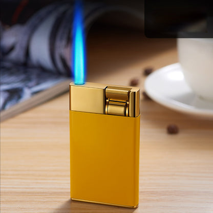 Thin Type Cool Ignition Card Shape Blue Flame Inflation Adjustable Windproof Torch Unique Luxury Cigar Metal Lighter