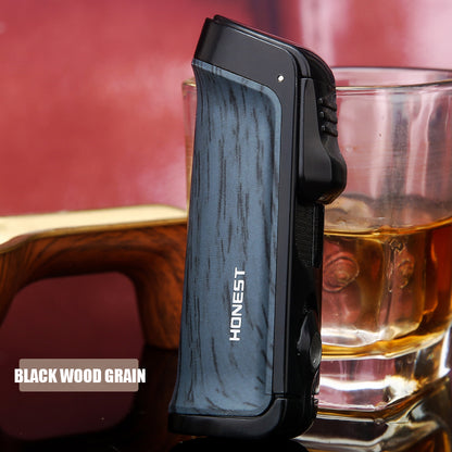 Honest Three Blue Flame Cigar Inflatable Lighter Cigar Cutter Design Pull Down Ignition Adjustable Flame Size Ignition Tool